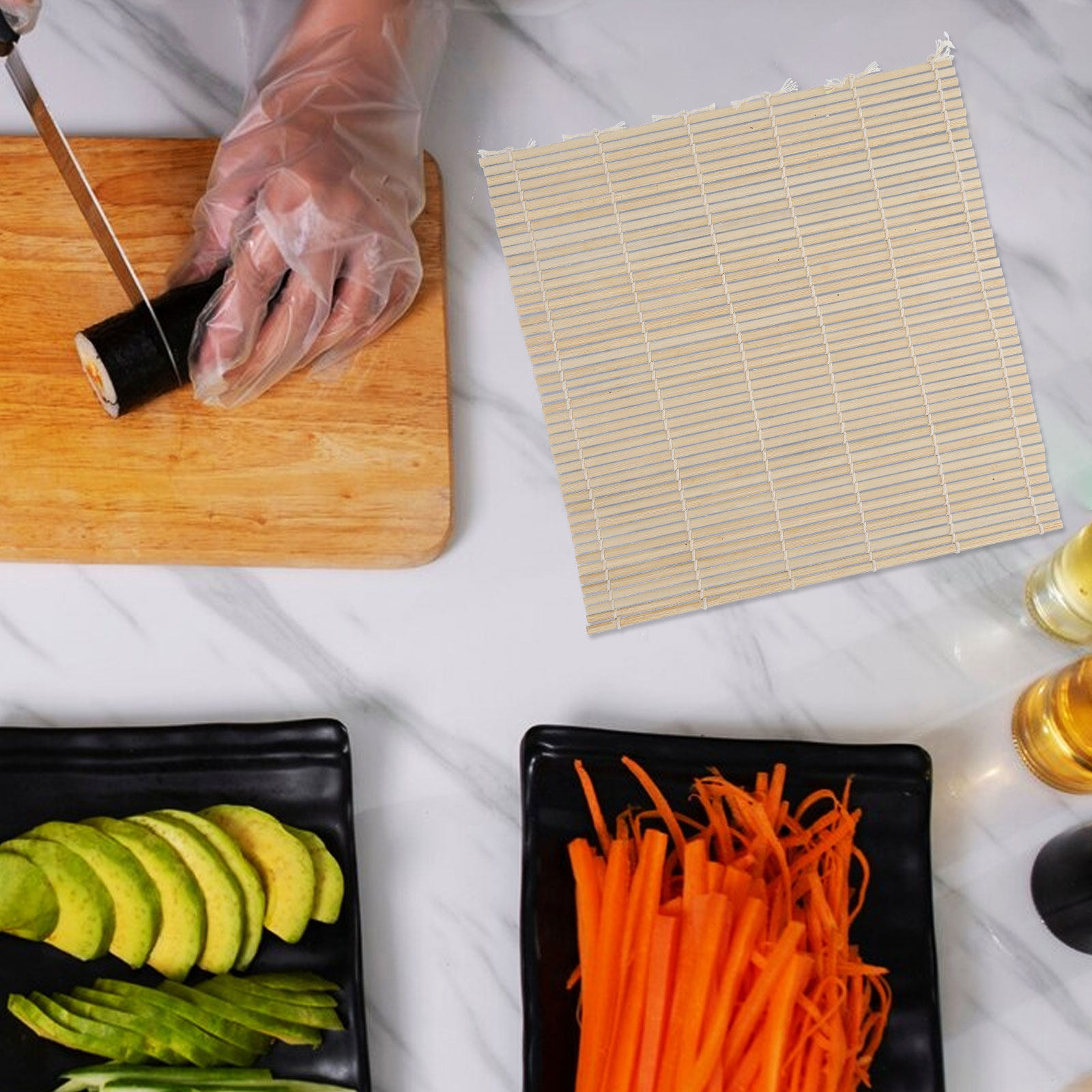 Sushi Mat Bamboo - 1 шт. зеленый бамбуковый коврик для